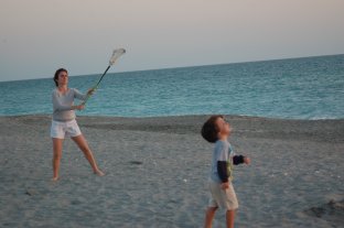 Jessie and Eli playing lacrosse
